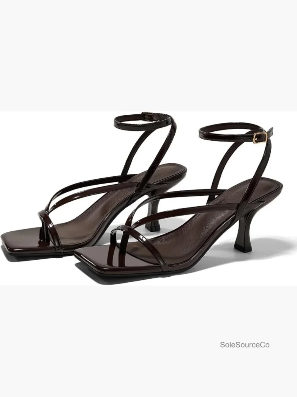 Lace Up Heeled Sandals Square Toe Kitten Heel Ankle Strap Dress Shoes